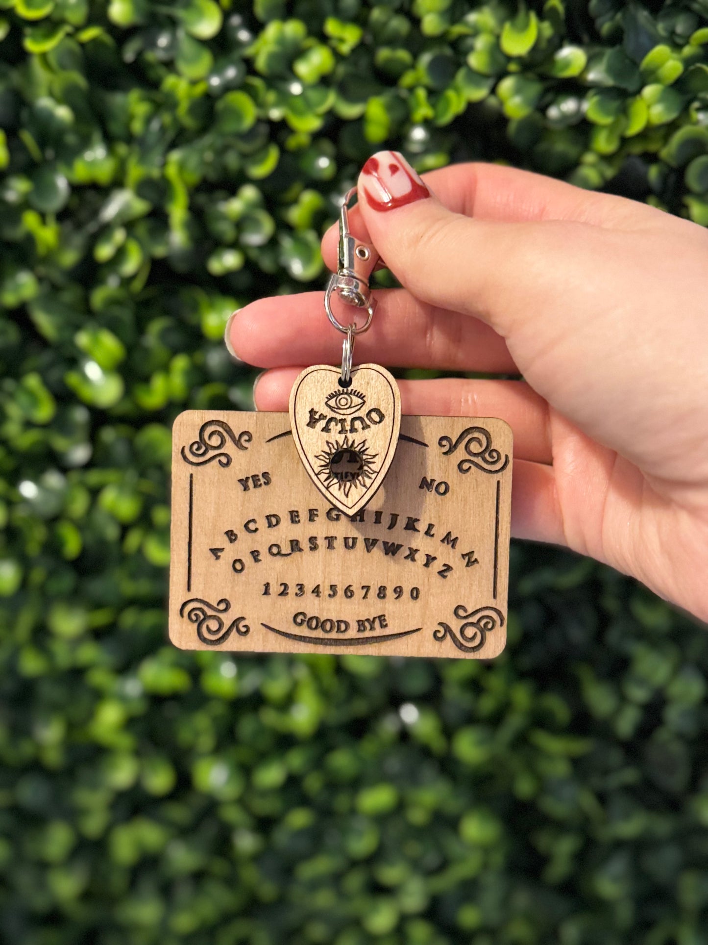 Wood Ouija Board Keychain